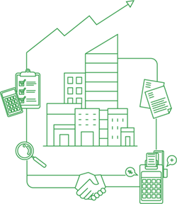 This image is an illustration of the city and paperwork as the SA government, in conjunction with the federal government, have announced a new $100 million COVID-19 Business Support Package. 