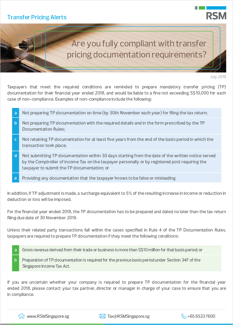 Illustration showing the transfer pricing documentation requirements